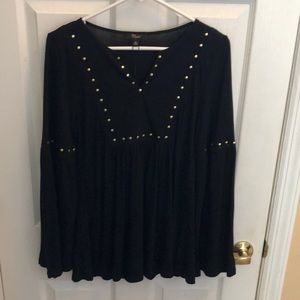 Cupio Black Soft Tunic with Gold beads..Sz Medium